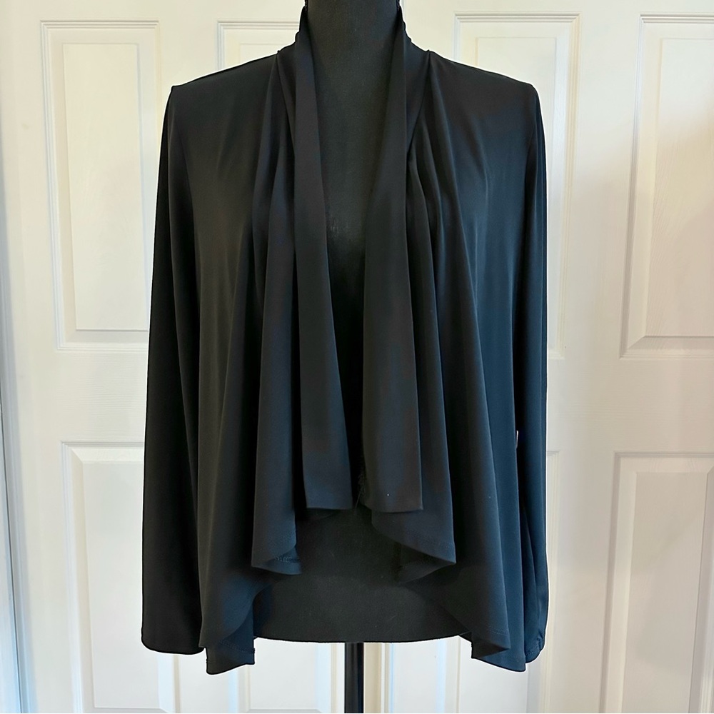 Dana Buchanan Black Handkerchief Front Stretch Cardigan